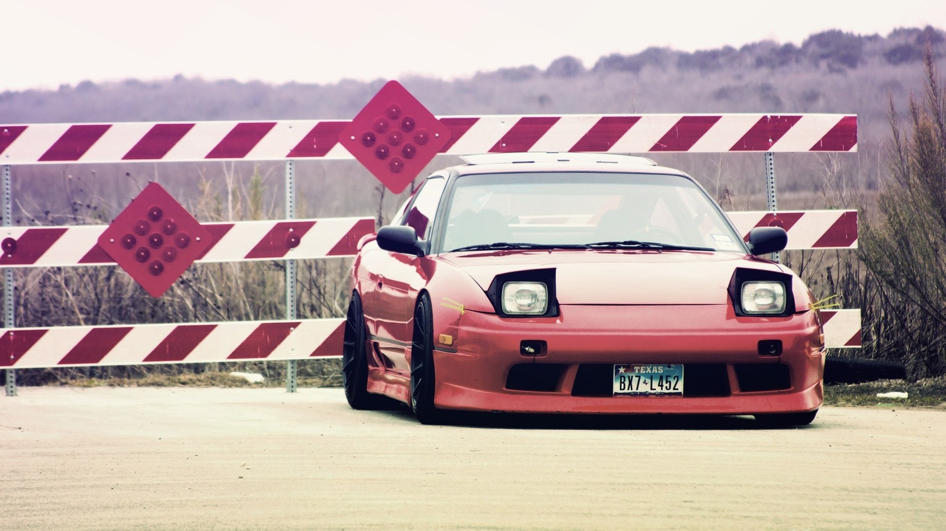 1366x768 nissan, 240sx, low, red Wallpapers and Pictures 42907
