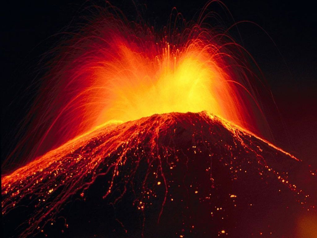 Volcano, lights up the mountain Download PowerPoint Backgrounds
