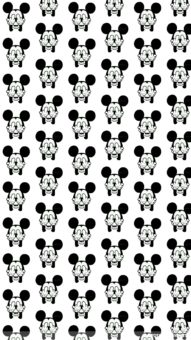 Mickey Mouse Mini Flip The Bird Whatsapp Wallpaper - Black & White