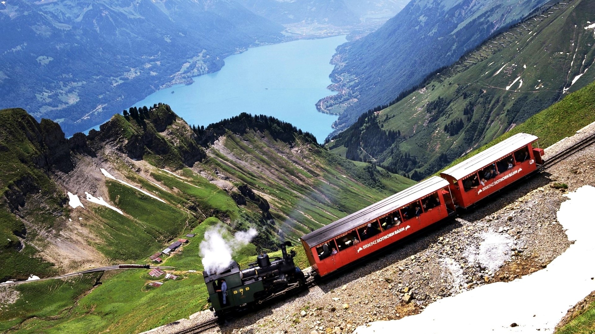 Swiss train passing through beautiful Swiss Alps | Widescreen and ...