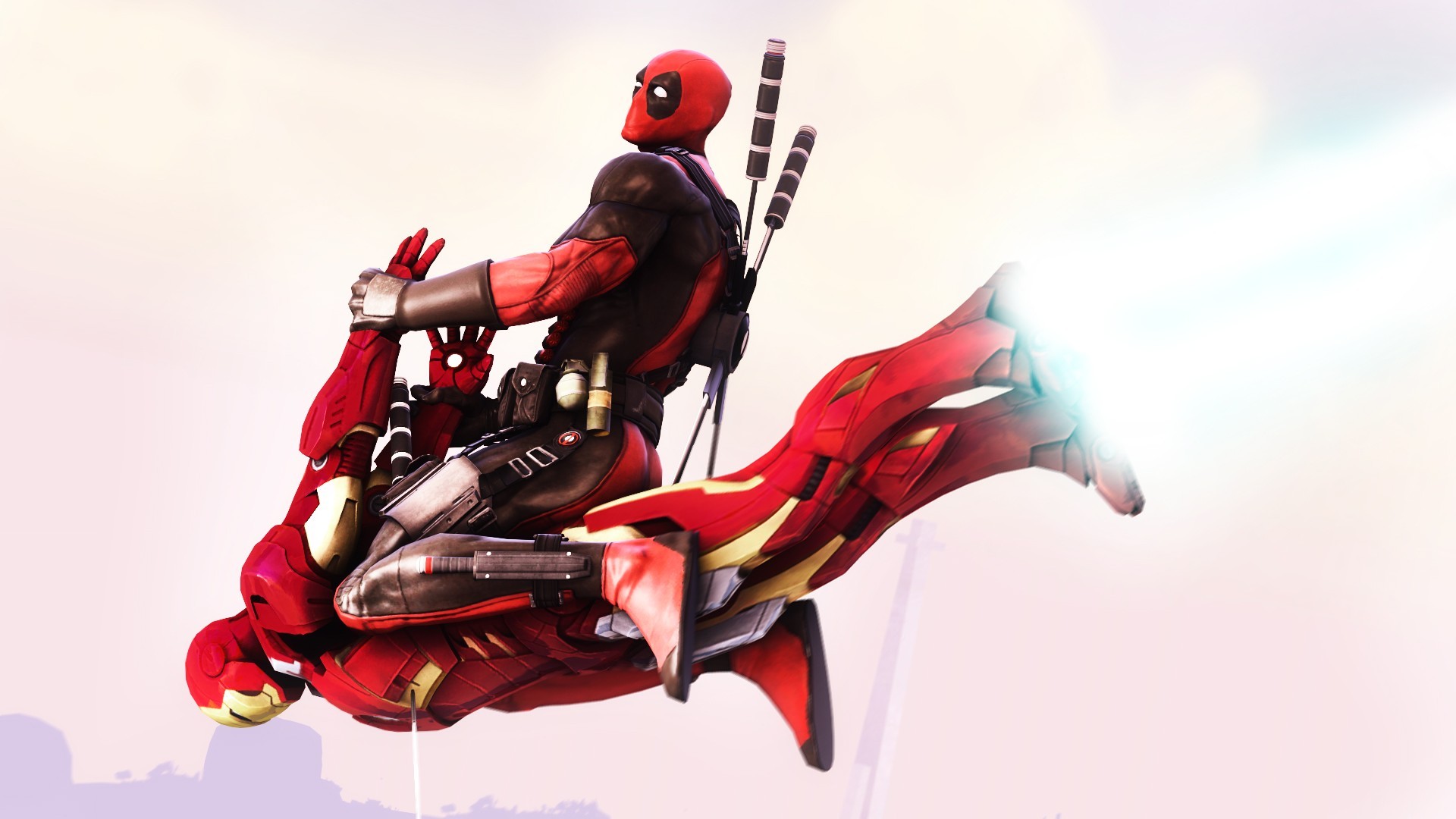 Deadpool Flying On Iron Man HD Wallpaper Free HD Wallpaper ...