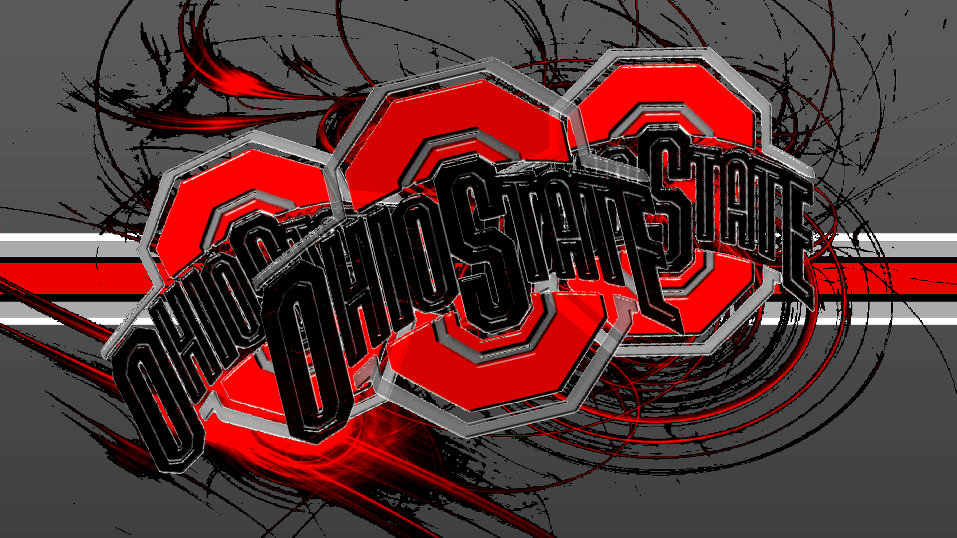 3 RED BLOCK O'S WITH A BUCKEYE STRIPE - Ohio State Buckeyes ...