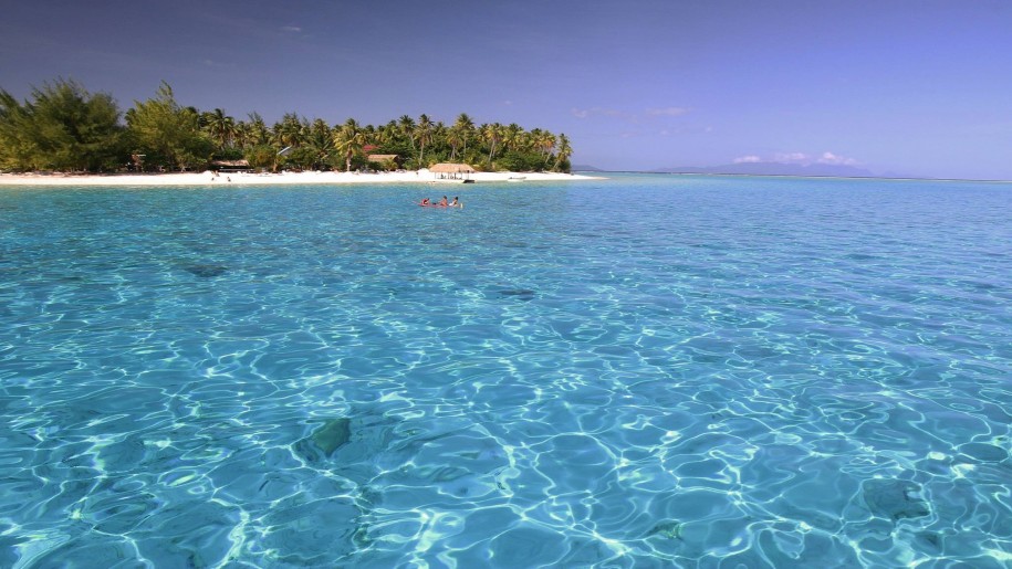 Perfect Clear Blue Lagoon Ocean Bora Bora Tahiti Desktop ...