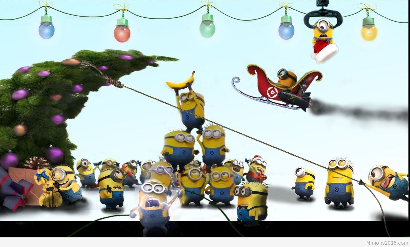 Funny cover Christmas cartoon with minions
