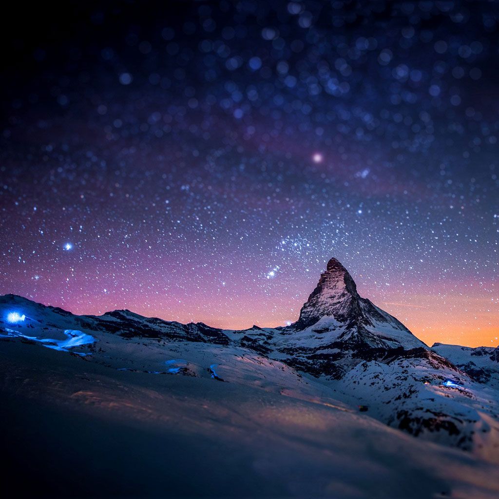 Stars And Snow Night In The Alps Tablet wallpapers and backgrounds