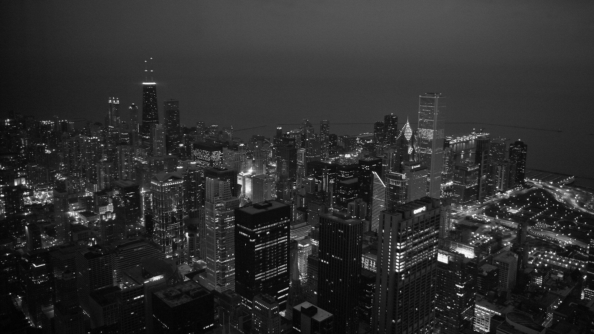 Black and white cityscape wallpaper 1920x1080 - High resolution