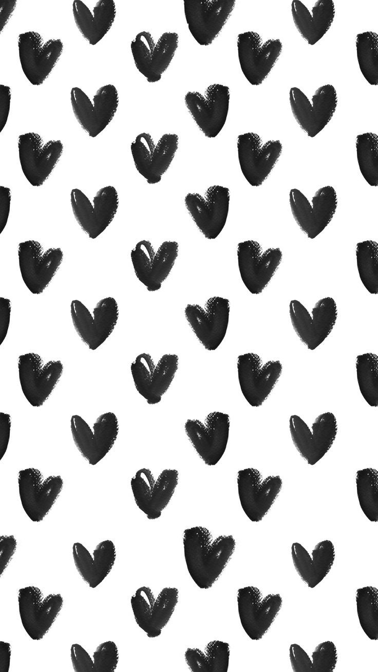 Black White watercolour hearts iphone background wallpaper phone ...