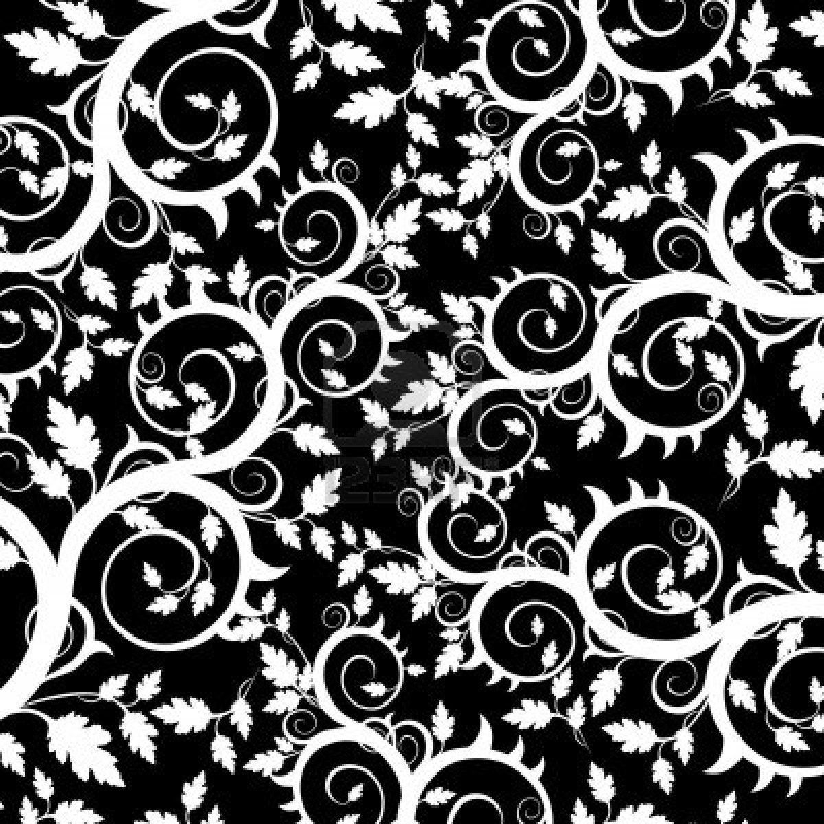 Black Design White Flowers Ornament On Black Royalty | I HD WALL FREE