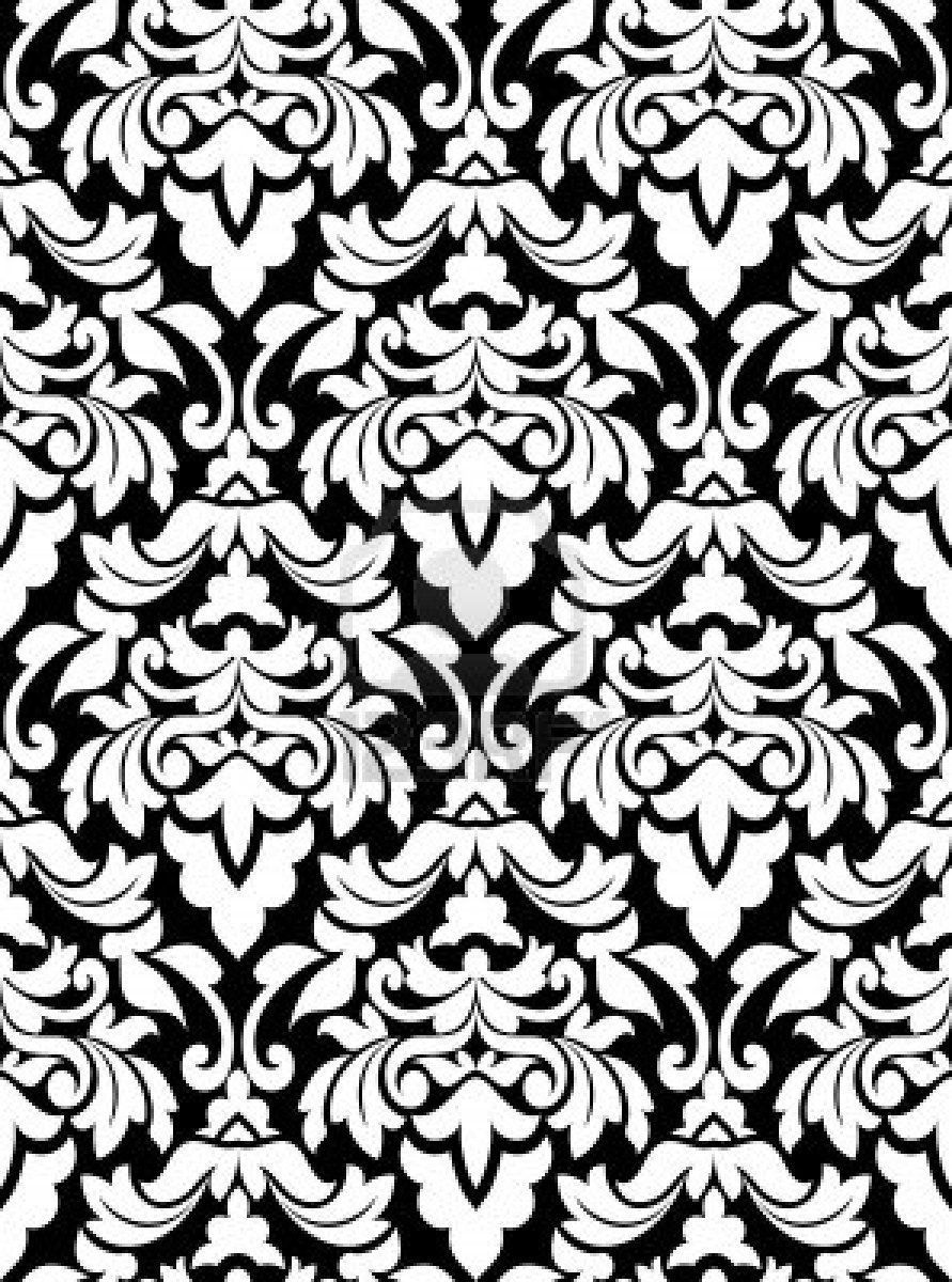 Gallery for - black white damask design wallpaper