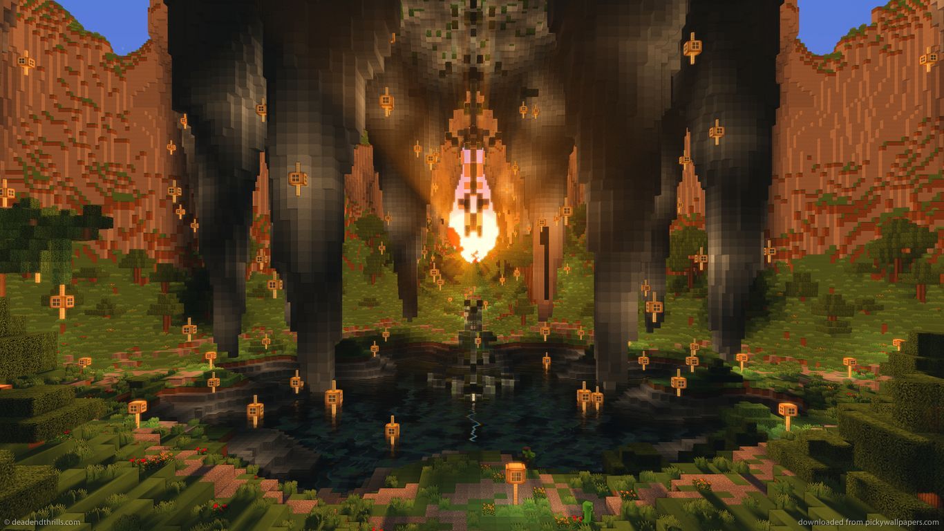 Download 1366x768 Minecraft In The Temple Wallpaper