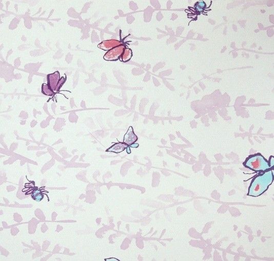 Butterfly Meadow Wallpaper, Mauve And Blue - Contemporary ...