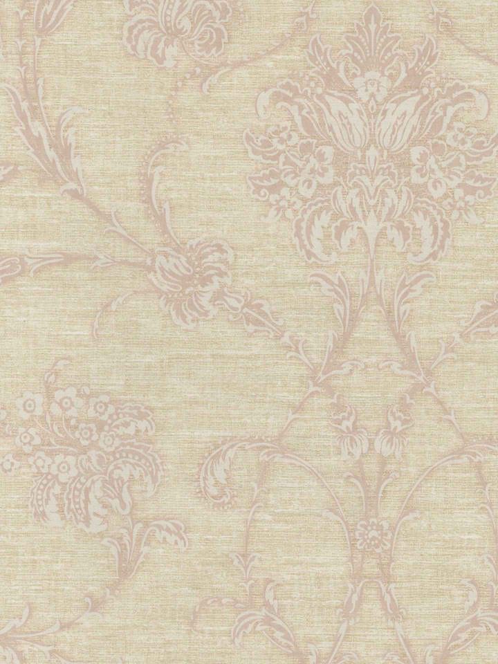 Tan Violetta Floral Wallpaper - Interior Home Decor