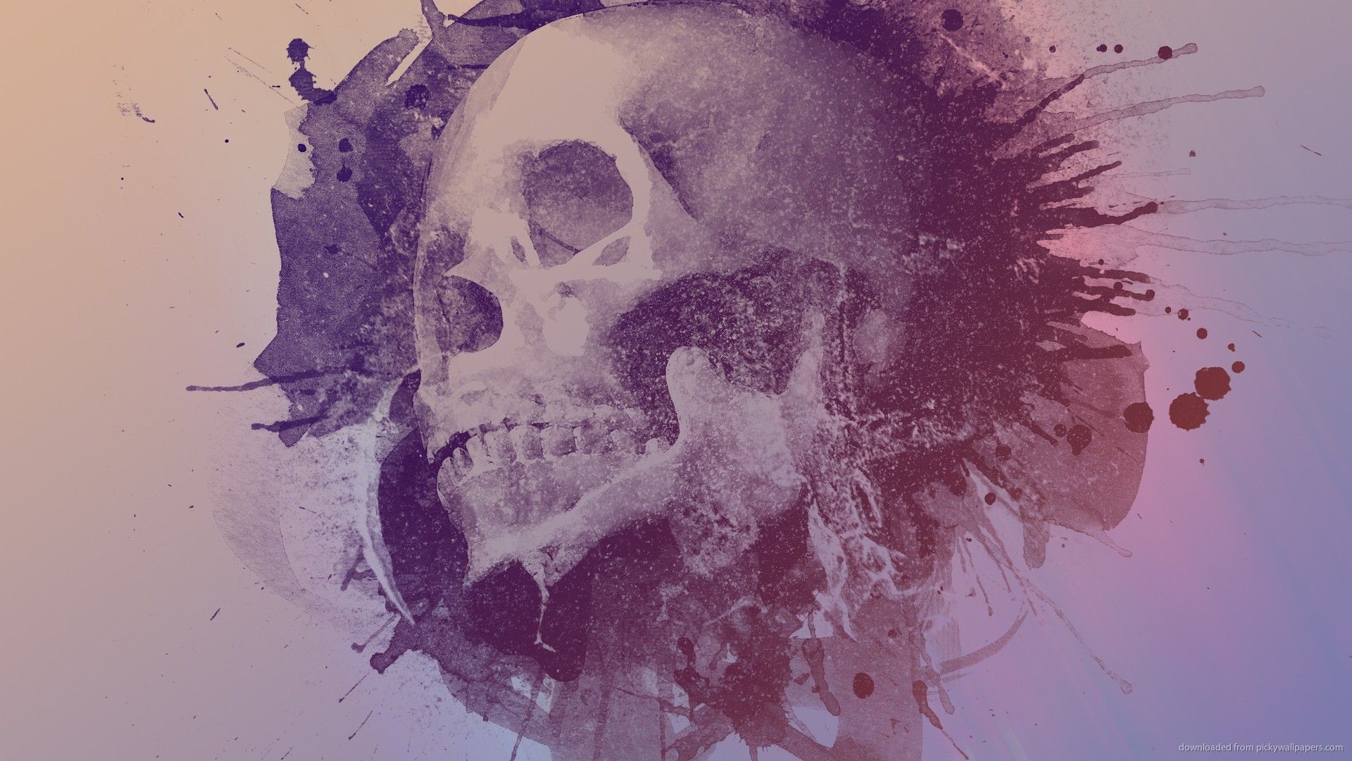 Download 1920x1080 Inked Skull Art Wallpaper