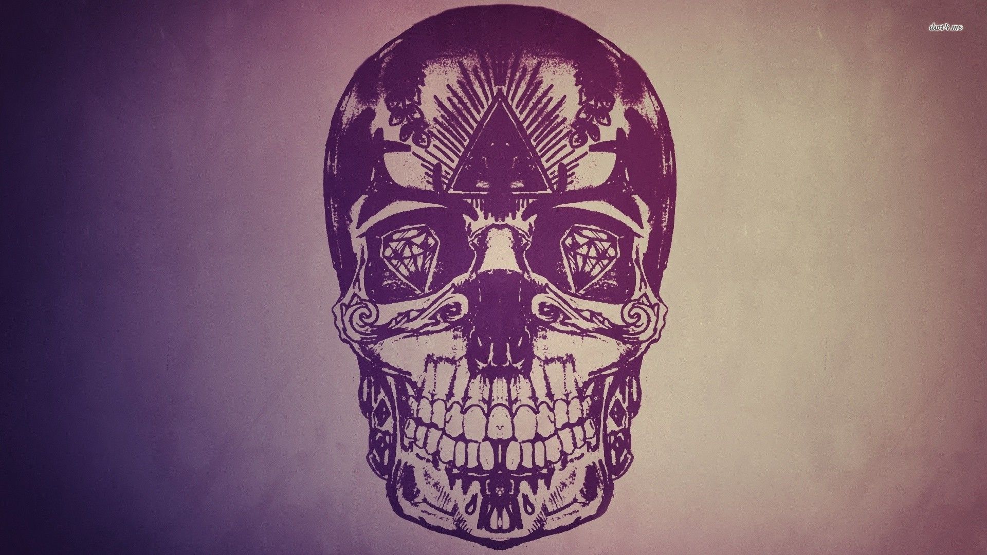 Purple skull with diamond eyes wallpaper - Digital Art wallpapers ...